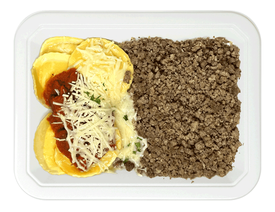 Raviolis & Ground Beef with Parmesan Cheese