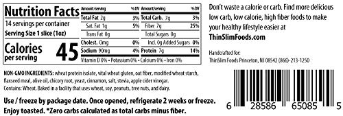 ThinSlim Foods Zero Net Carb Keto Bread | Low Carb Bread | Plain (Pack of 1)