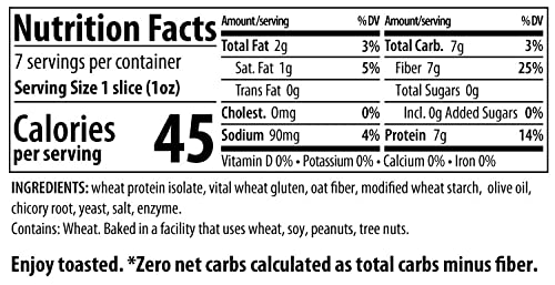 ThinSlim Foods Zero Net Carb Keto Bread | Low Carb Bread | Plain (Pack of 1)