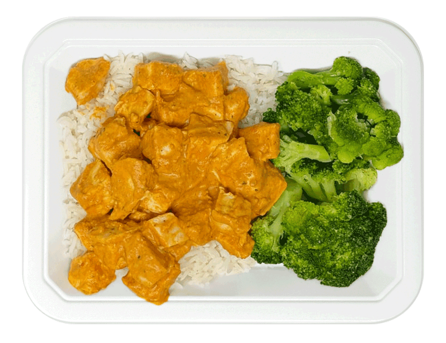 Rice & Pink Sauce Chicken with Broccoli