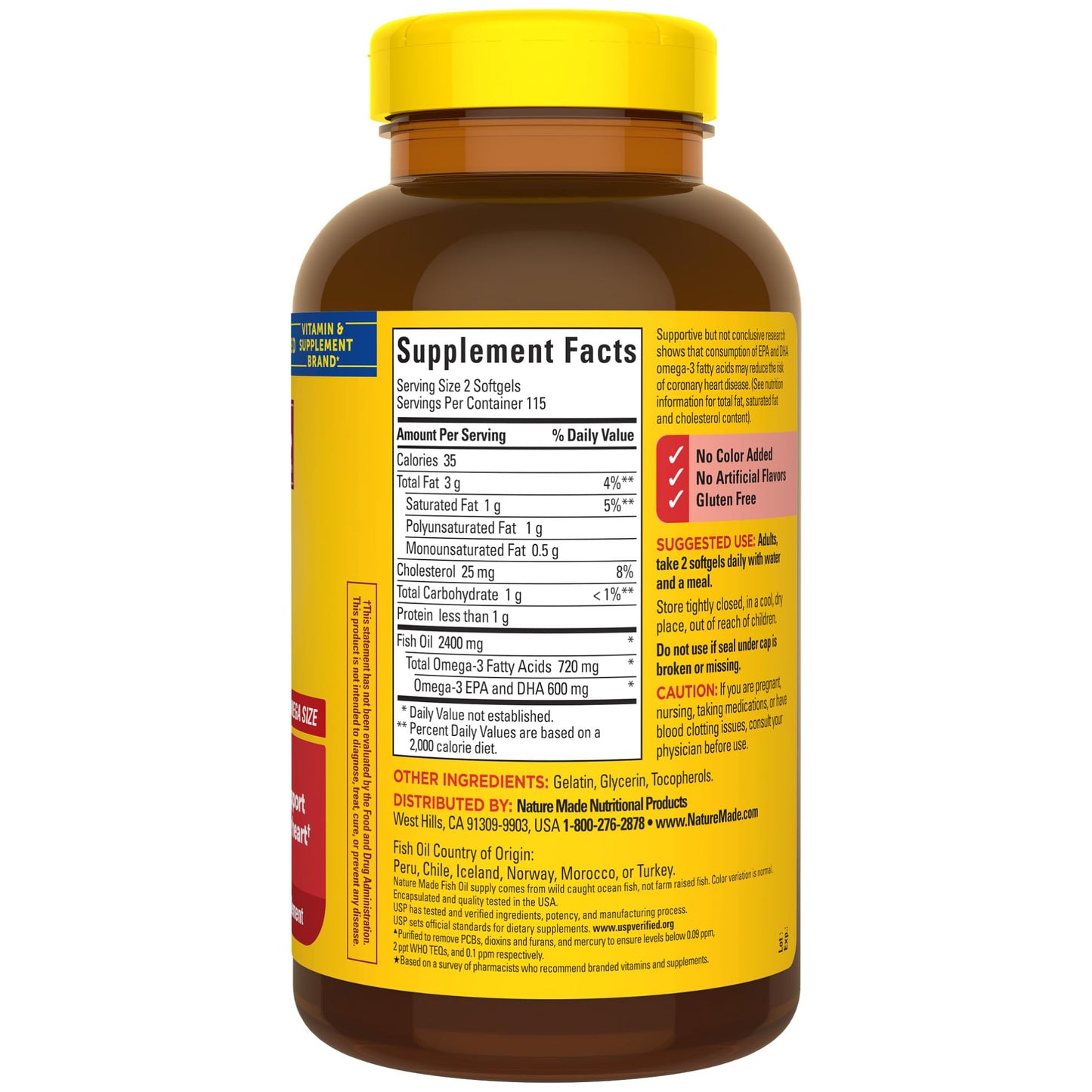 Nature Made Fish Oil 1200 mg Softgels, Fish Oil Supplements, Omega 3 Fish Oil for Healthy Heart Support, Omega 3 Supplement with 100 Softgels, 50 Day Supply