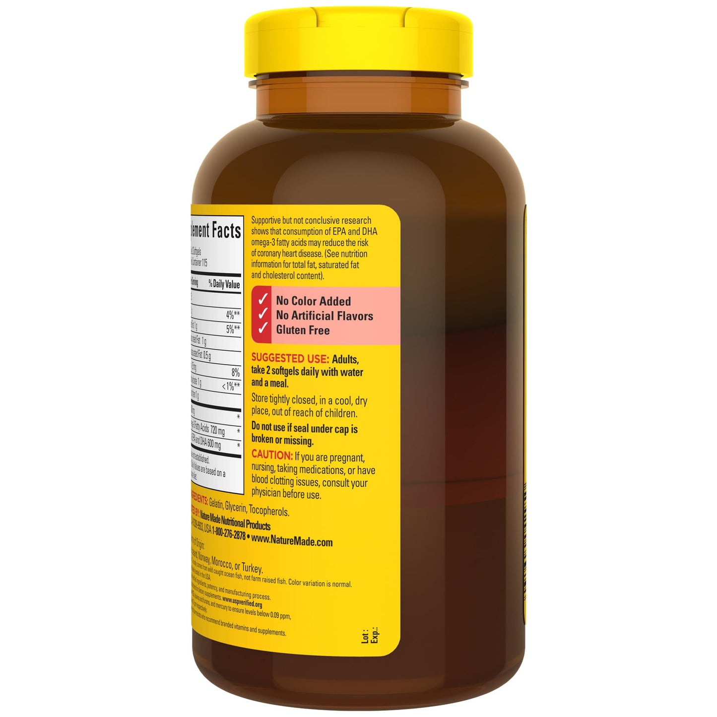 Nature Made Fish Oil 1200 mg Softgels, Fish Oil Supplements, Omega 3 Fish Oil for Healthy Heart Support, Omega 3 Supplement with 100 Softgels, 50 Day Supply