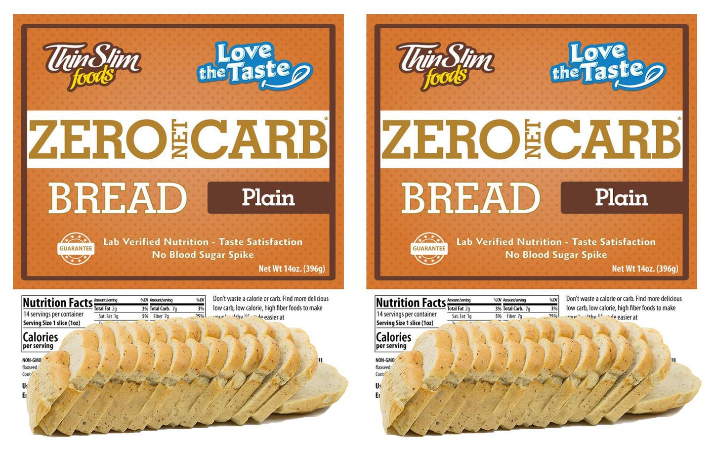 ThinSlim Foods Zero Net Carb Keto Bread | Low Carb Bread | Plain (Pack of 1)
