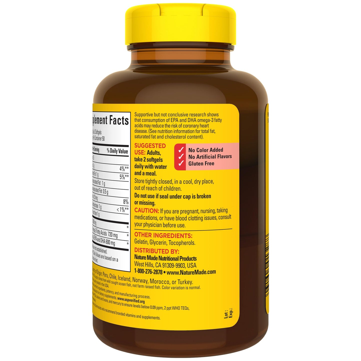 Nature Made Fish Oil 1200 mg Softgels, Fish Oil Supplements, Omega 3 Fish Oil for Healthy Heart Support, Omega 3 Supplement with 100 Softgels, 50 Day Supply