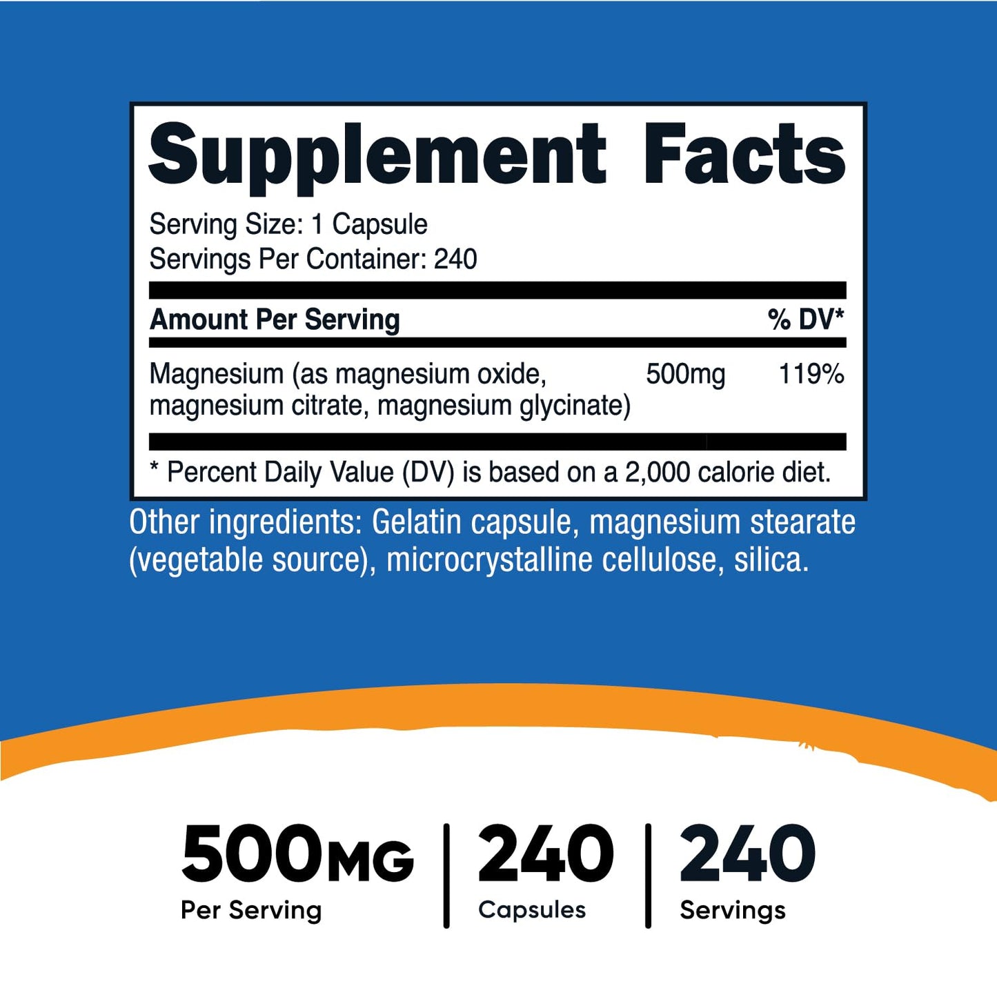 Nutricost Magnesium Complex 500mg, 240 Capsules - Magnesium Oxide, Citrate, and Glycinate - Gluten Free and Non-GMO