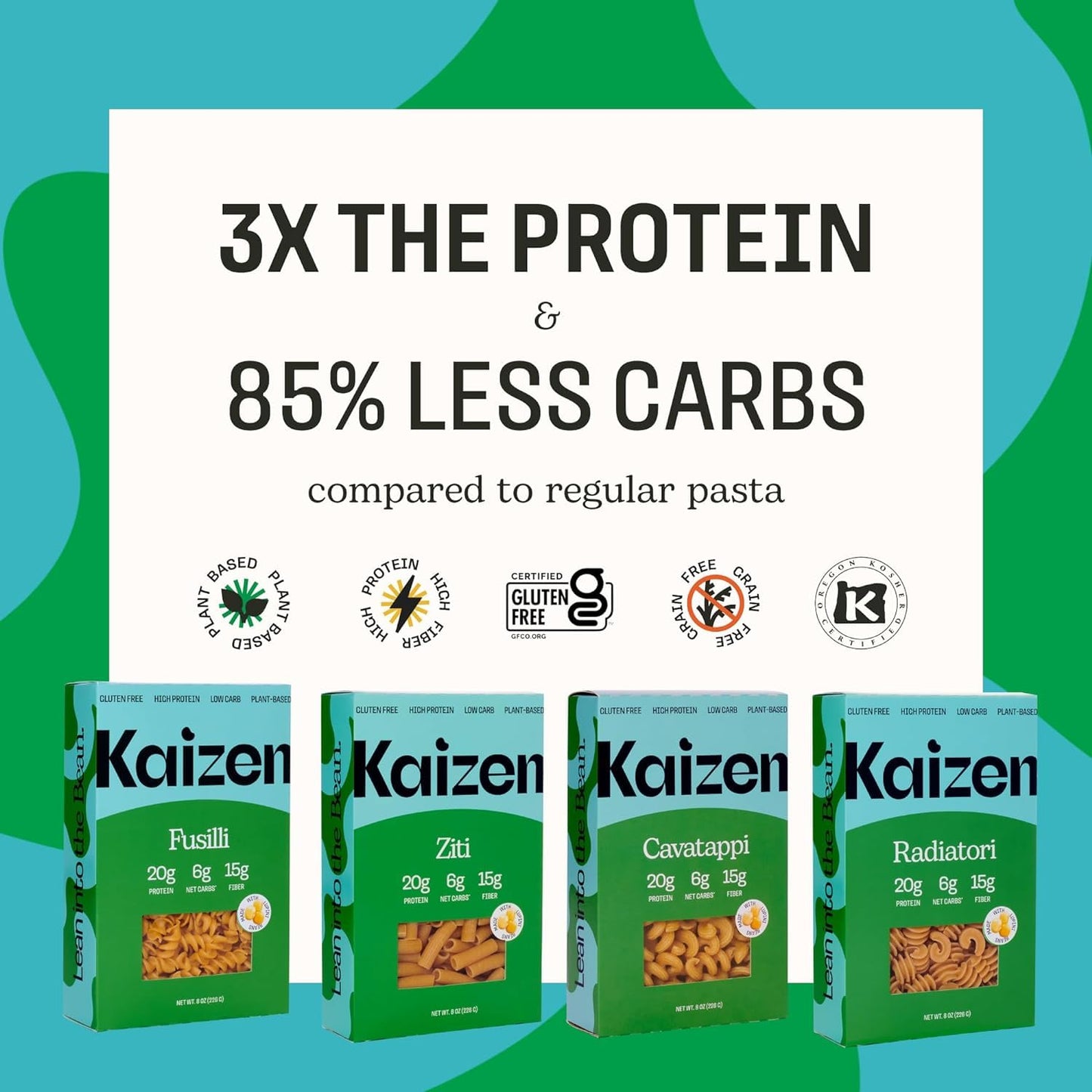 Kaizen Low Carb Keto Rice - Gluten-Free, High Protein (20g), Keto Friendly, Plant Based, Made with High Fiber Lupin Flour - 8 ounces (Pack of 3)