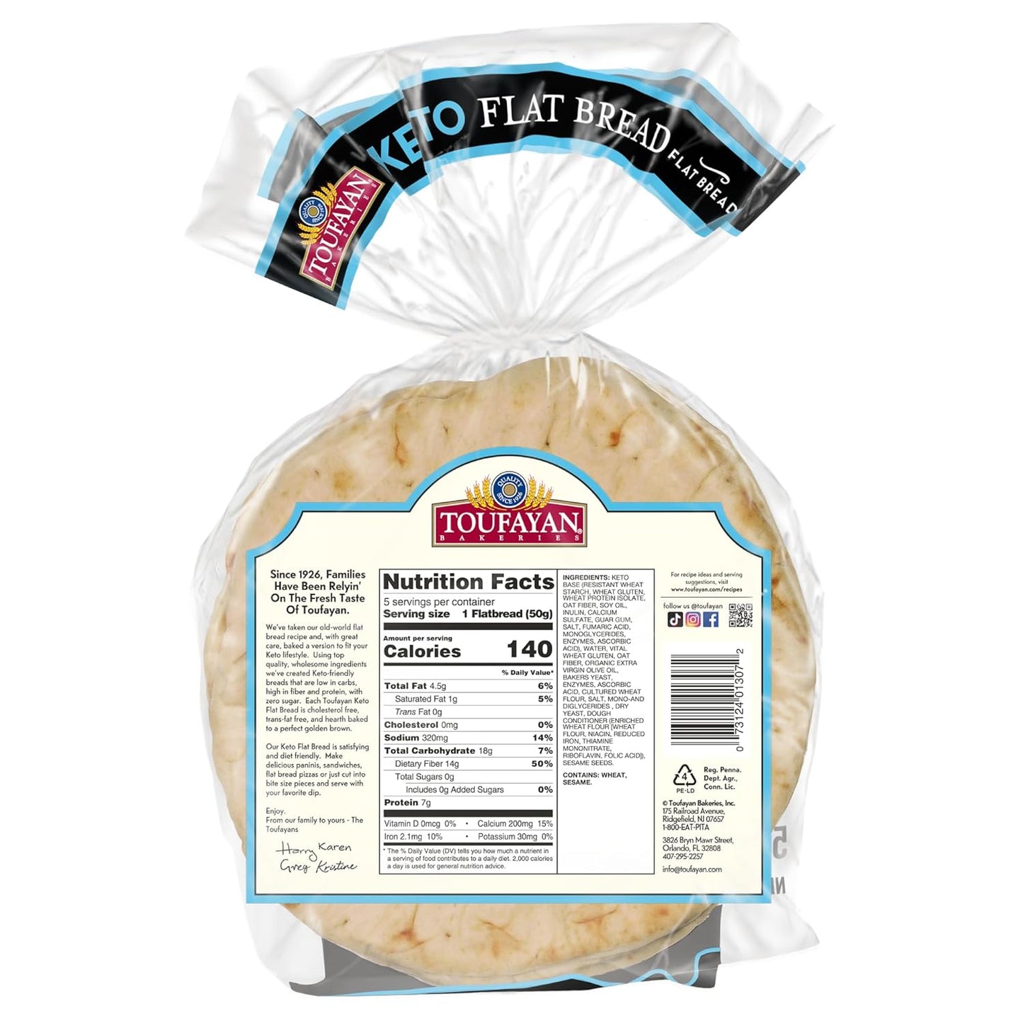 Toufayan KETO Flat Bread | High Fiber and Protein | Low Carb | No Sugar (3 Pack)