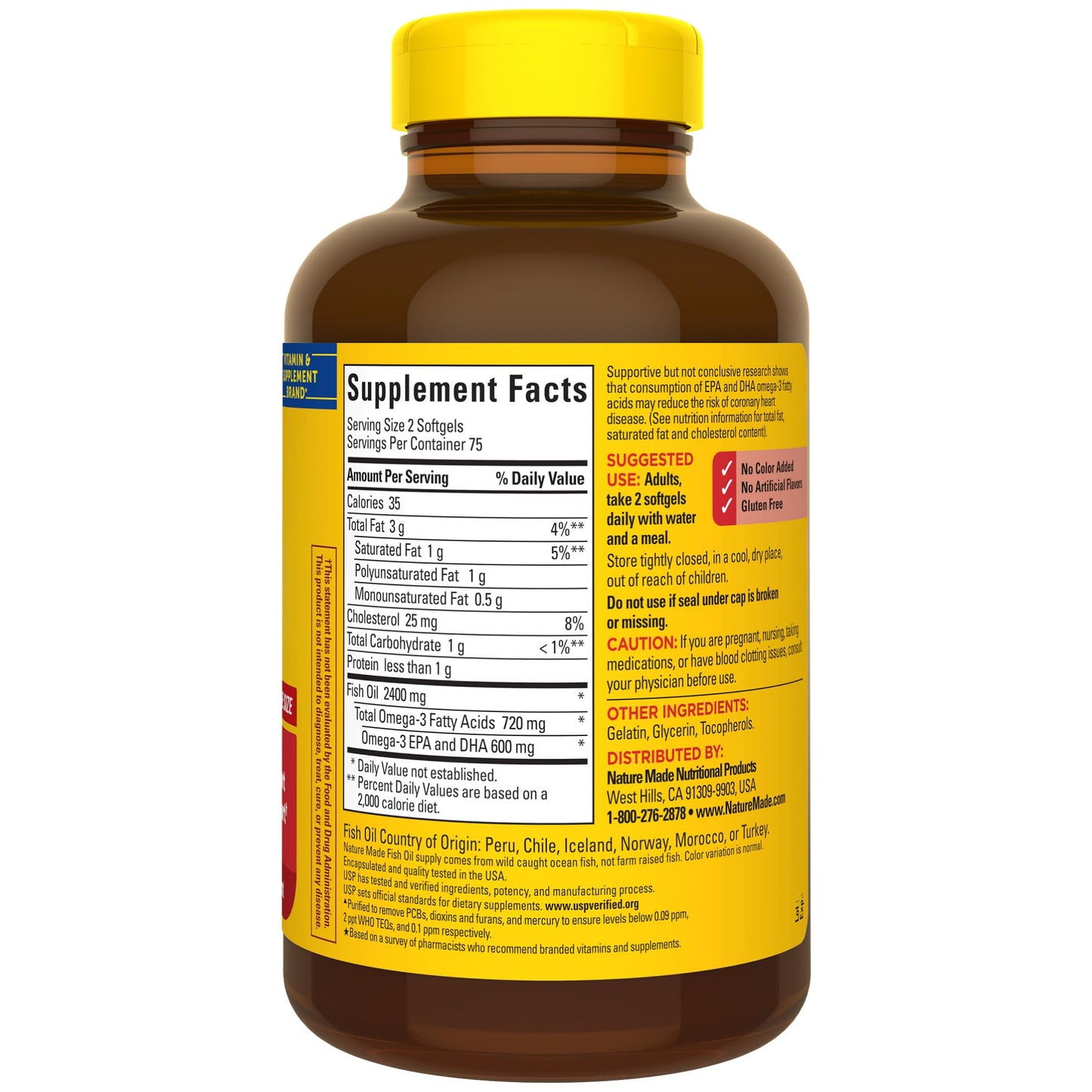 Nature Made Fish Oil 1200 mg Softgels, Fish Oil Supplements, Omega 3 Fish Oil for Healthy Heart Support, Omega 3 Supplement with 100 Softgels, 50 Day Supply