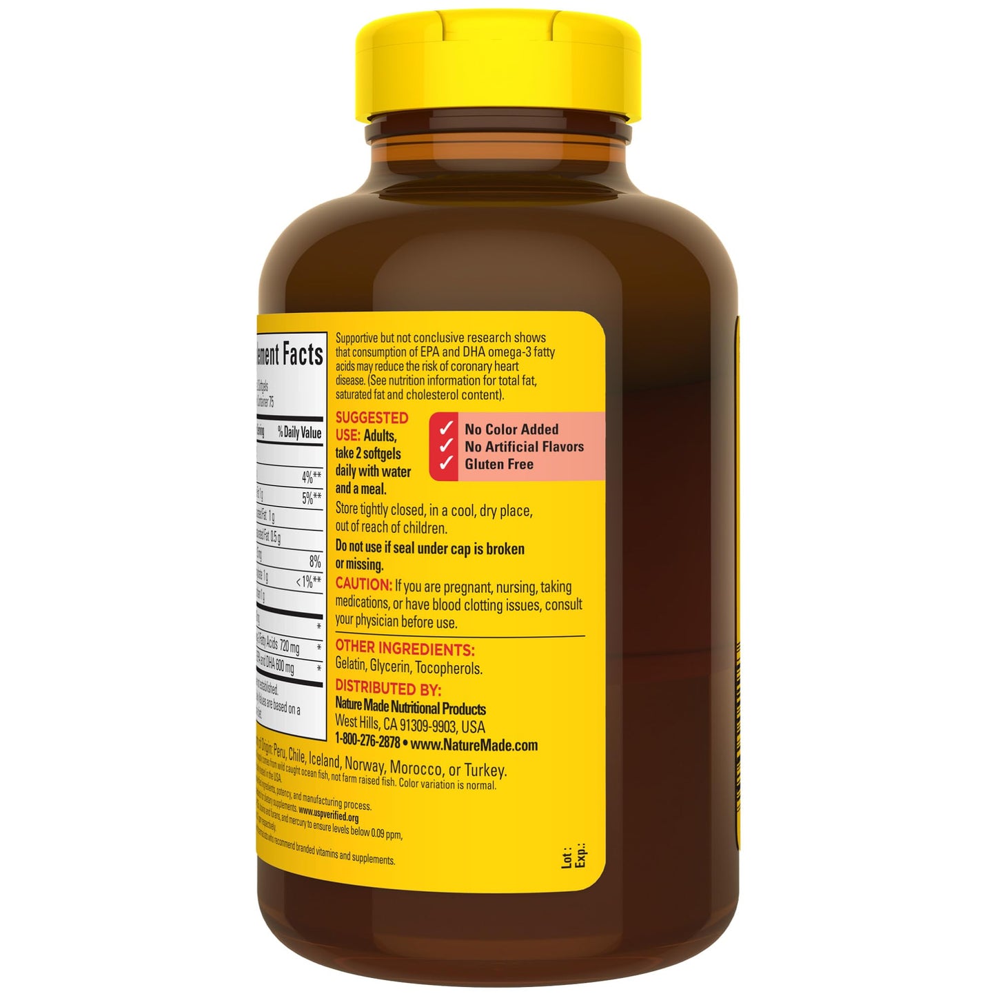 Nature Made Fish Oil 1200 mg Softgels, Fish Oil Supplements, Omega 3 Fish Oil for Healthy Heart Support, Omega 3 Supplement with 100 Softgels, 50 Day Supply
