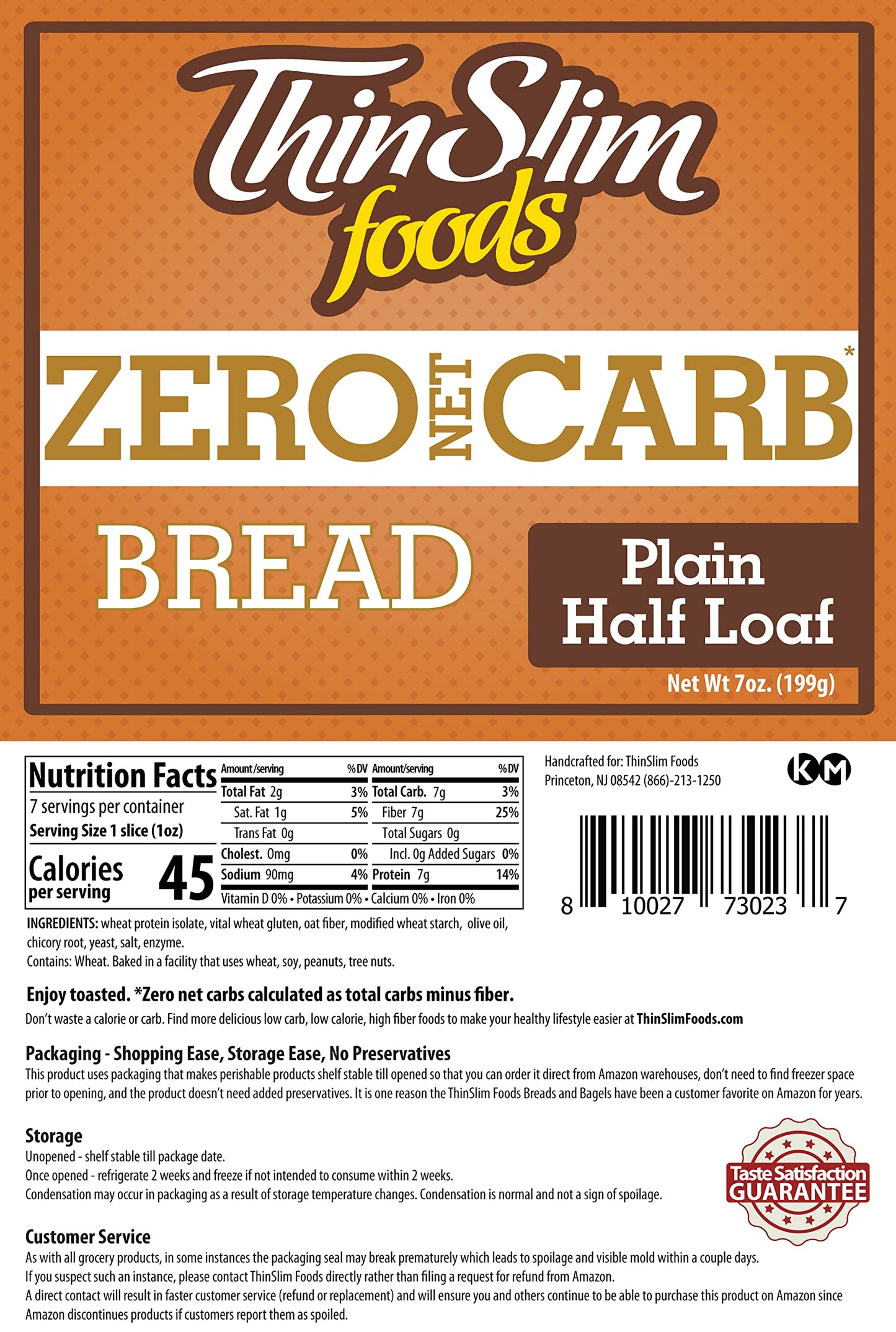 ThinSlim Foods Zero Net Carb Keto Bread | Low Carb Bread | Plain (Pack of 1)