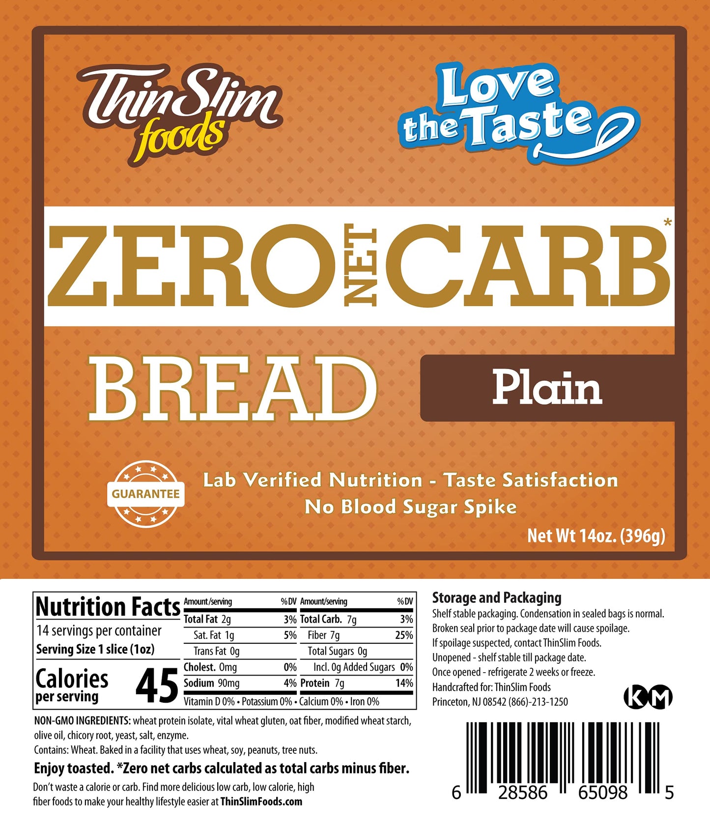 ThinSlim Foods Zero Net Carb Keto Bread | Low Carb Bread | Plain (Pack of 1)