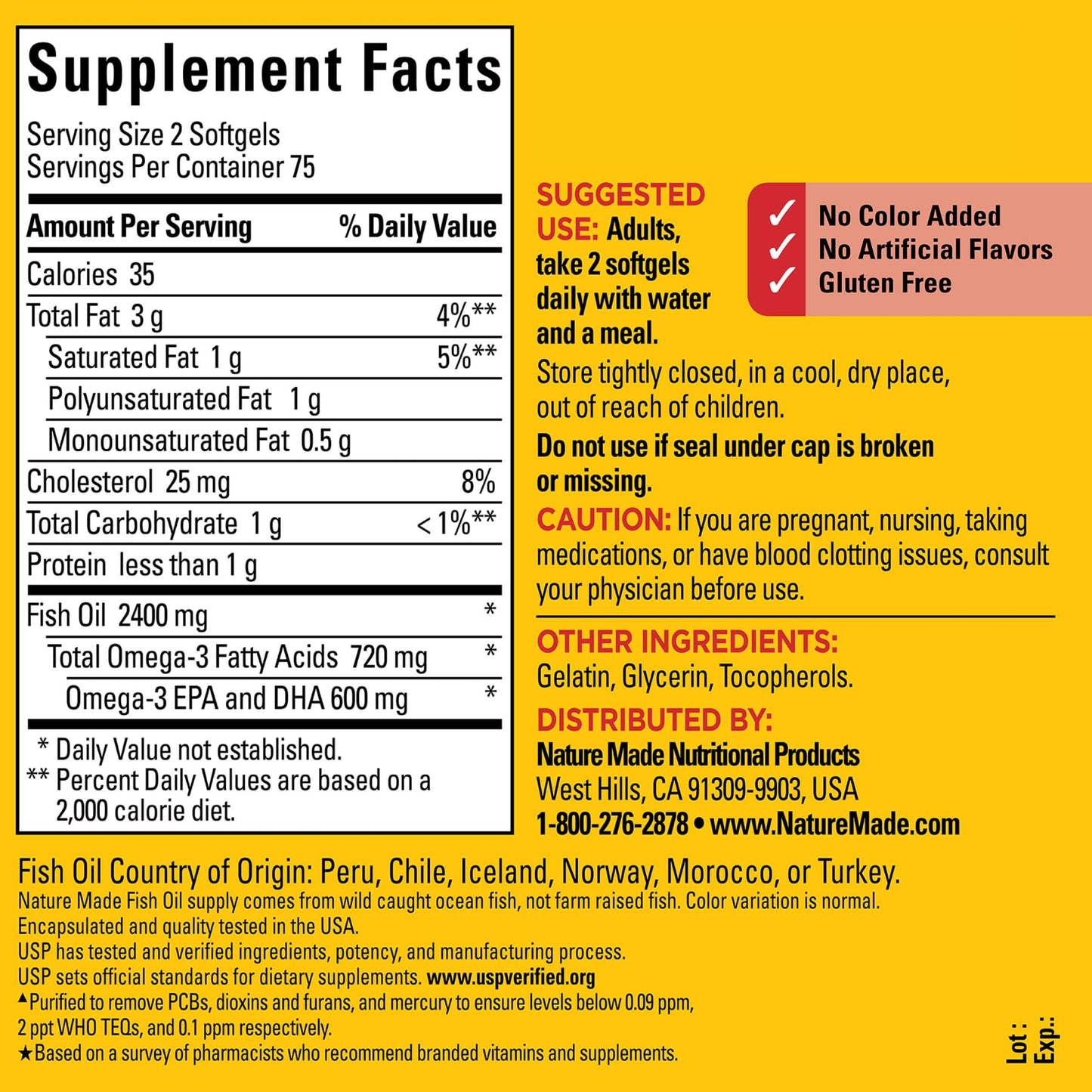 Nature Made Fish Oil 1200 mg Softgels, Fish Oil Supplements, Omega 3 Fish Oil for Healthy Heart Support, Omega 3 Supplement with 100 Softgels, 50 Day Supply