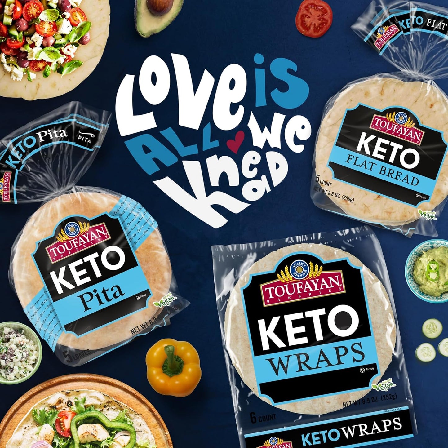 Toufayan KETO Bread Variety Pack Bundle, Includes Keto Pita Bread, Flatbread and Wraps (3 Pack)