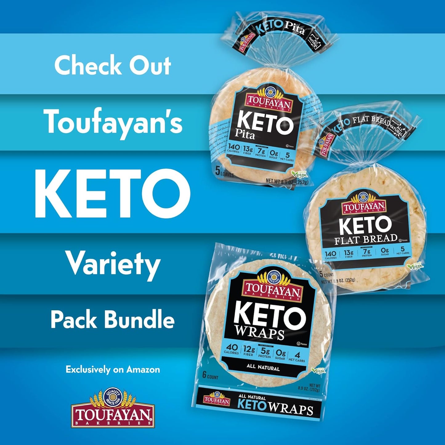 Toufayan KETO Flat Bread | High Fiber and Protein | Low Carb | No Sugar (3 Pack)