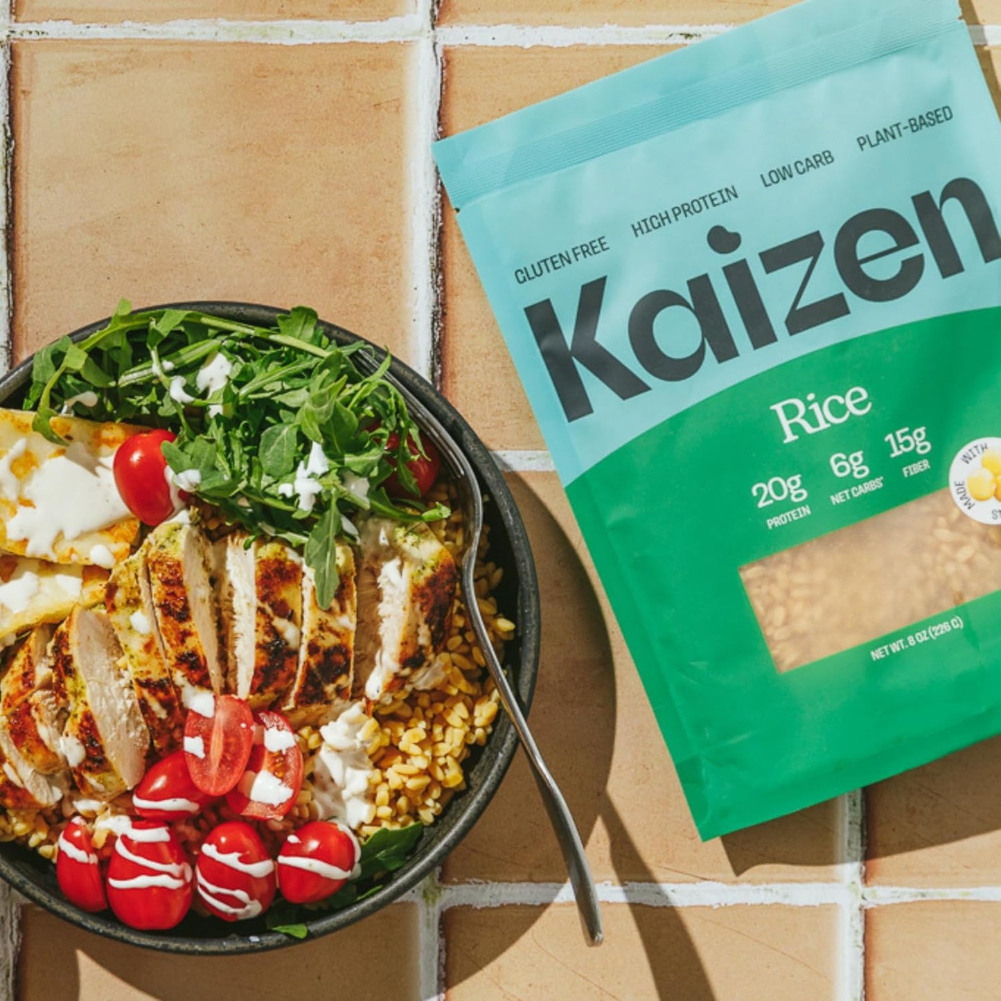 Kaizen Low Carb Keto Rice - Gluten-Free, High Protein (20g), Keto Friendly, Plant Based, Made with High Fiber Lupin Flour - 8 ounces (Pack of 3)