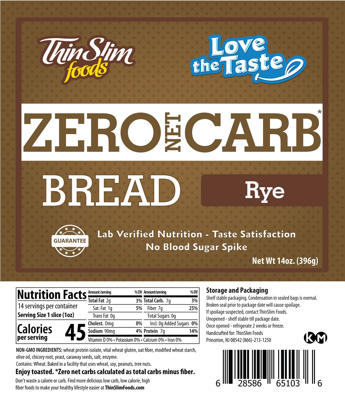 ThinSlim Foods Zero Net Carb Keto Bread | Low Carb Bread | Plain (Pack of 1)