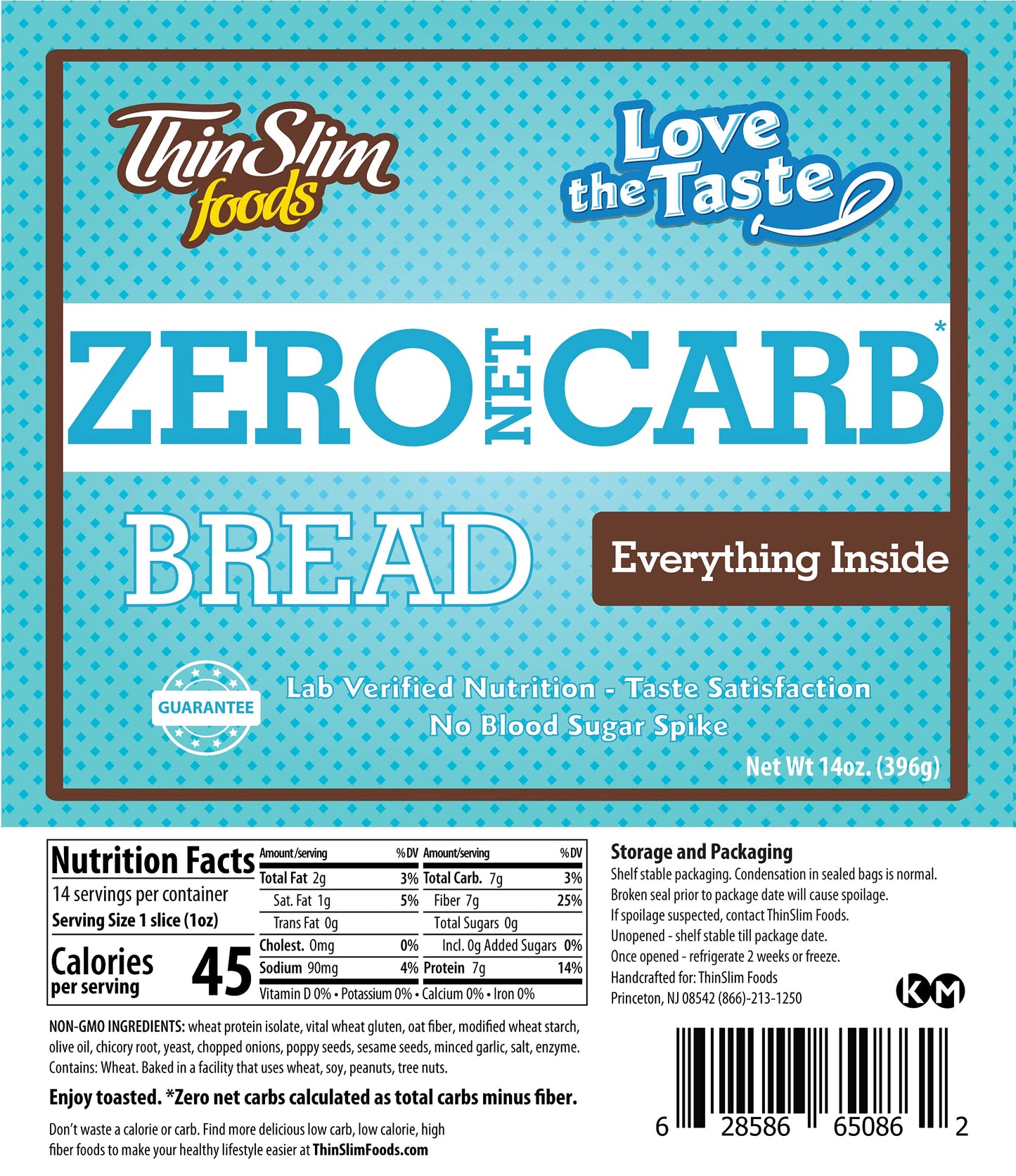ThinSlim Foods Zero Net Carb Keto Bread | Low Carb Bread | Plain (Pack of 1)