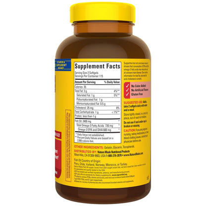Nature Made Fish Oil 1200 mg Softgels, Fish Oil Supplements, Omega 3 Fish Oil for Healthy Heart Support, Omega 3 Supplement with 100 Softgels, 50 Day Supply