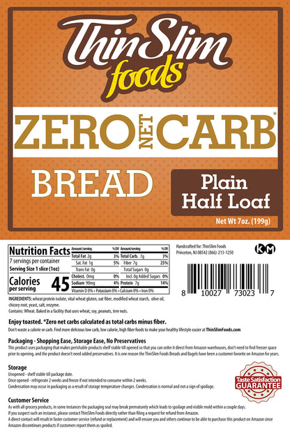 ThinSlim Foods Zero Net Carb Keto Bread | Low Carb Bread | Plain (Pack of 1)