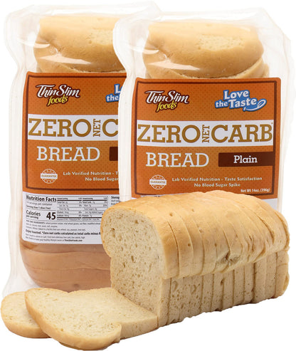 ThinSlim Foods Zero Net Carb Keto Bread | Low Carb Bread | Plain (Pack of 1)